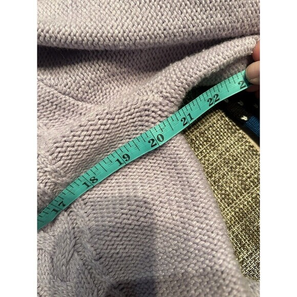 J. Crew Women's Lilac Wool Blend Cable Aran chunky Knit Sweater Large Pu… - Picture 5 of 6